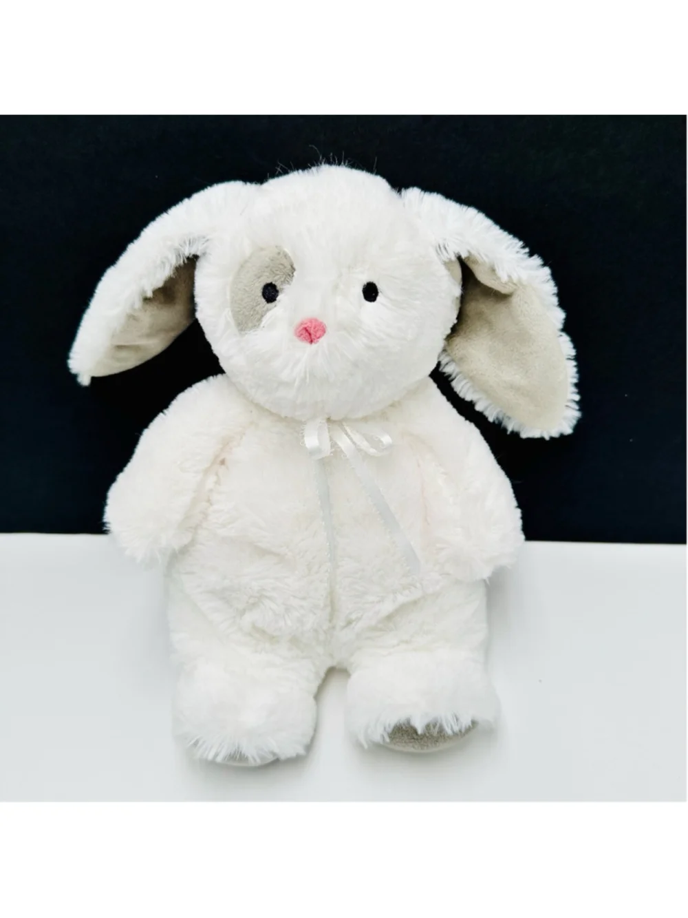 Carters Cuddle Plush Gray White BUNNY Rabbit 9” Security Lovey Baby Toy Read